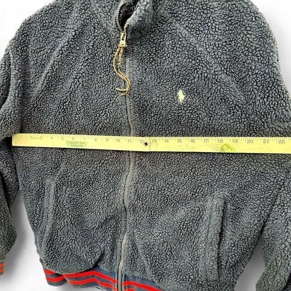 Polo Ralph Lauren Men's M Navy Blue Sherpa Teddy Jacket‎